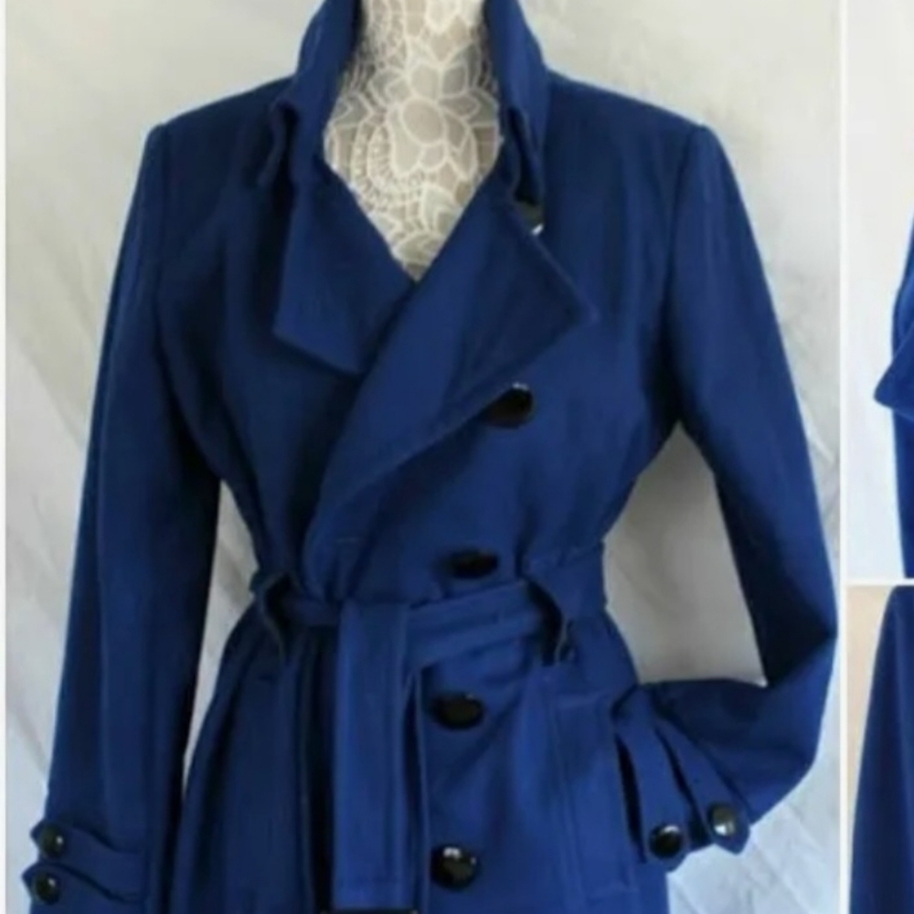 Giacca Royal Blue Wool Pea Coat / Trench Coat